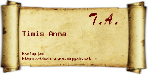 Timis Anna névjegykártya